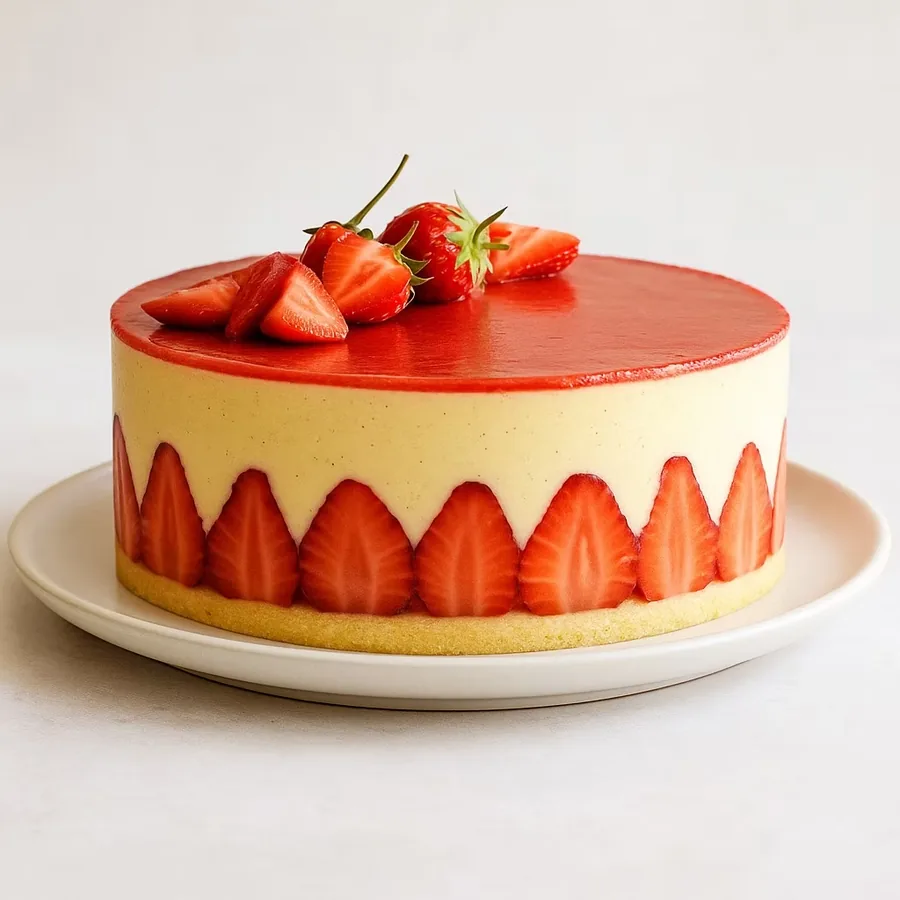 Fraisier with fresh strawberries
