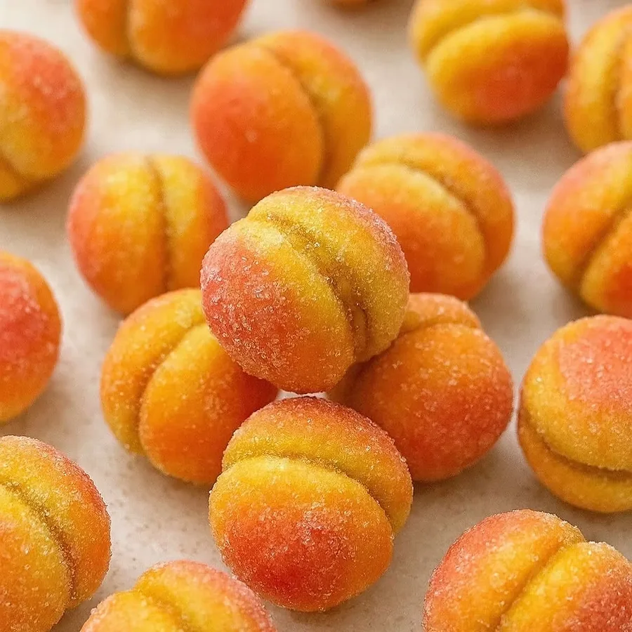 Peach cookies dusted with sugar
